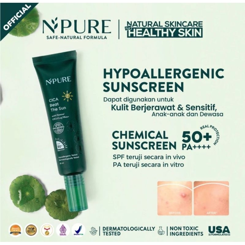 Jual [READY STOCK] Npure Sunscreen Cica Beat The Sun / Sunscreen ...