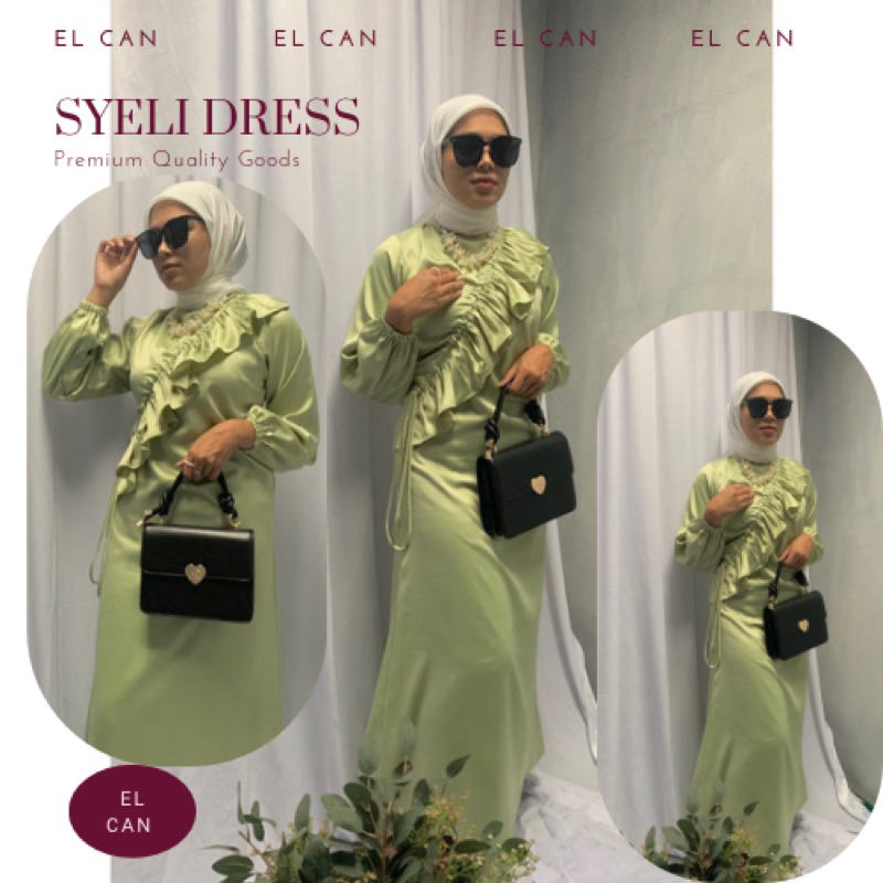 Jual Dress kondangan satin korean style dress kondangan wedding dress remaja jumbo brukat hijab