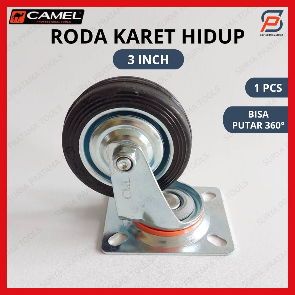 Jual Roda Troli Karet 3 Inch Camel / Roda Caster Gepeng Etalase Rak ...