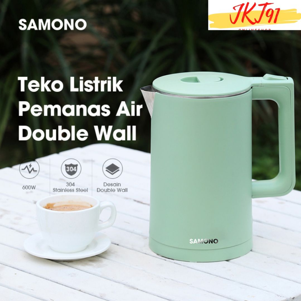 Jual Kettle Ketel Teko Listrik Ceret Samono Pemanas Pemasak Air Stainless Steel Kapasitas