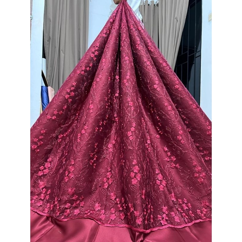 Jual Kain Tile Akar Mutiara Gliter / Tile Akar Meteran / Bahan Kebaya ...