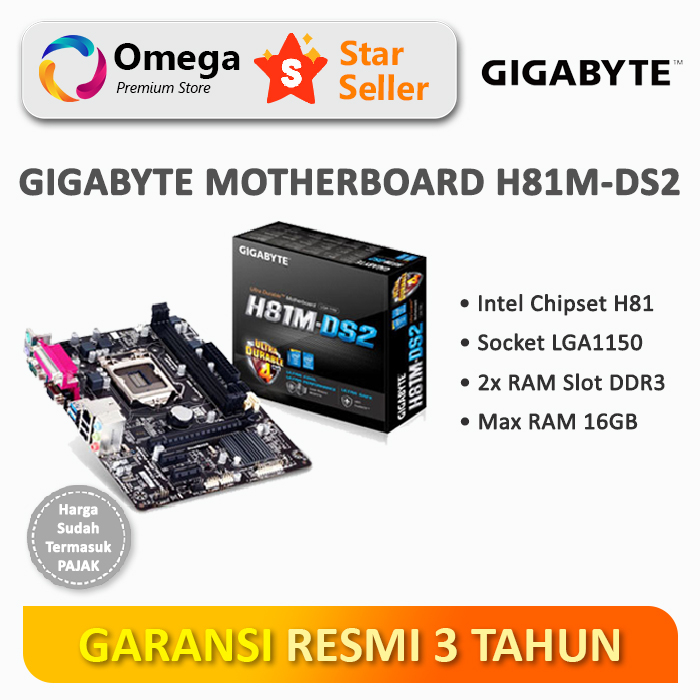 Jual Gigabyte Motherboard GAH81M DS2 LGA 1150 H81 DDR3 Shopee Indonesia