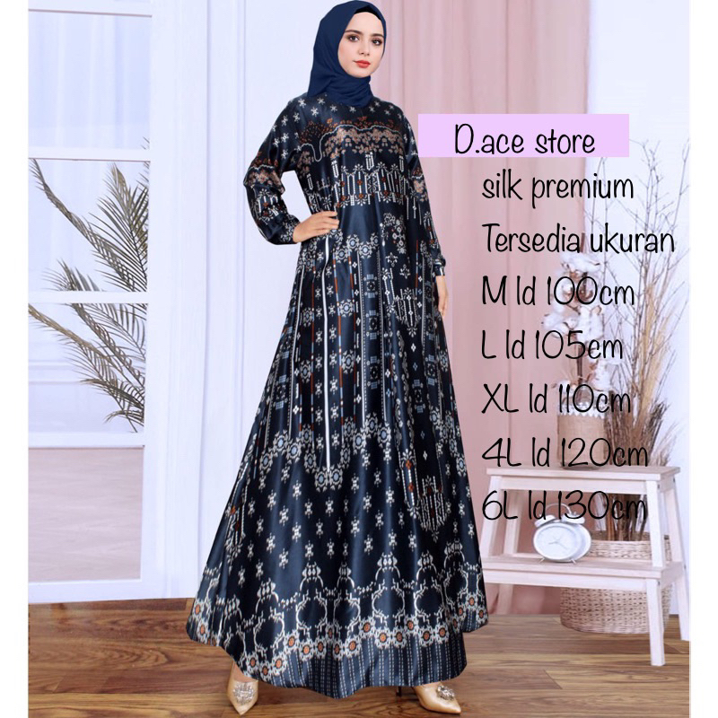 Jual Gamis Maxmara Silk Premium Jumbo Fashion Muslim Wanita Motif Bunga Shopee Indonesia