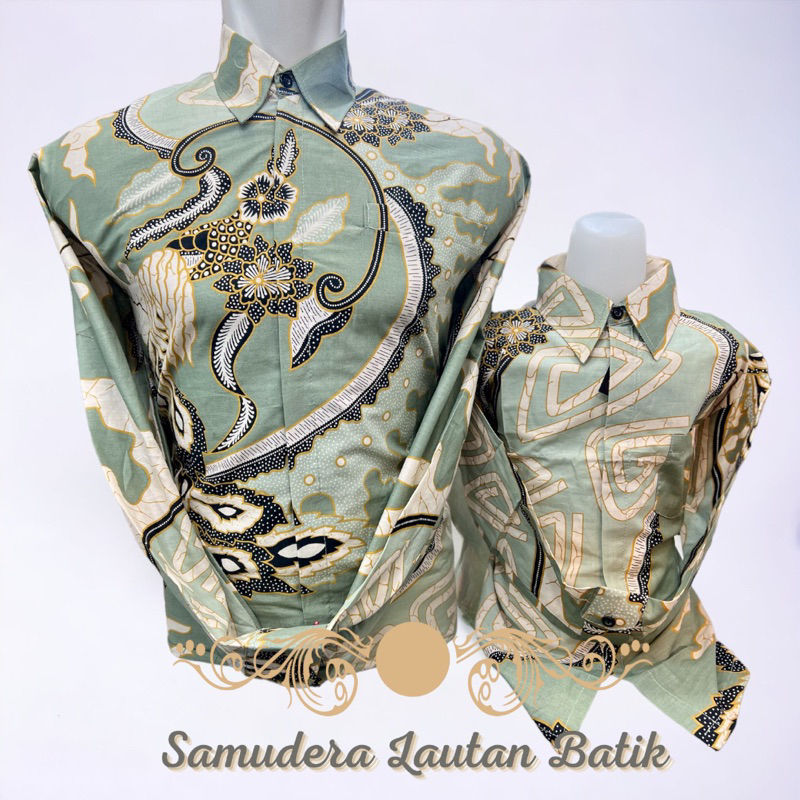 Jual Batik Hijau Sage,Batik Couple Ayah Anak,Batik Couple Keluarga