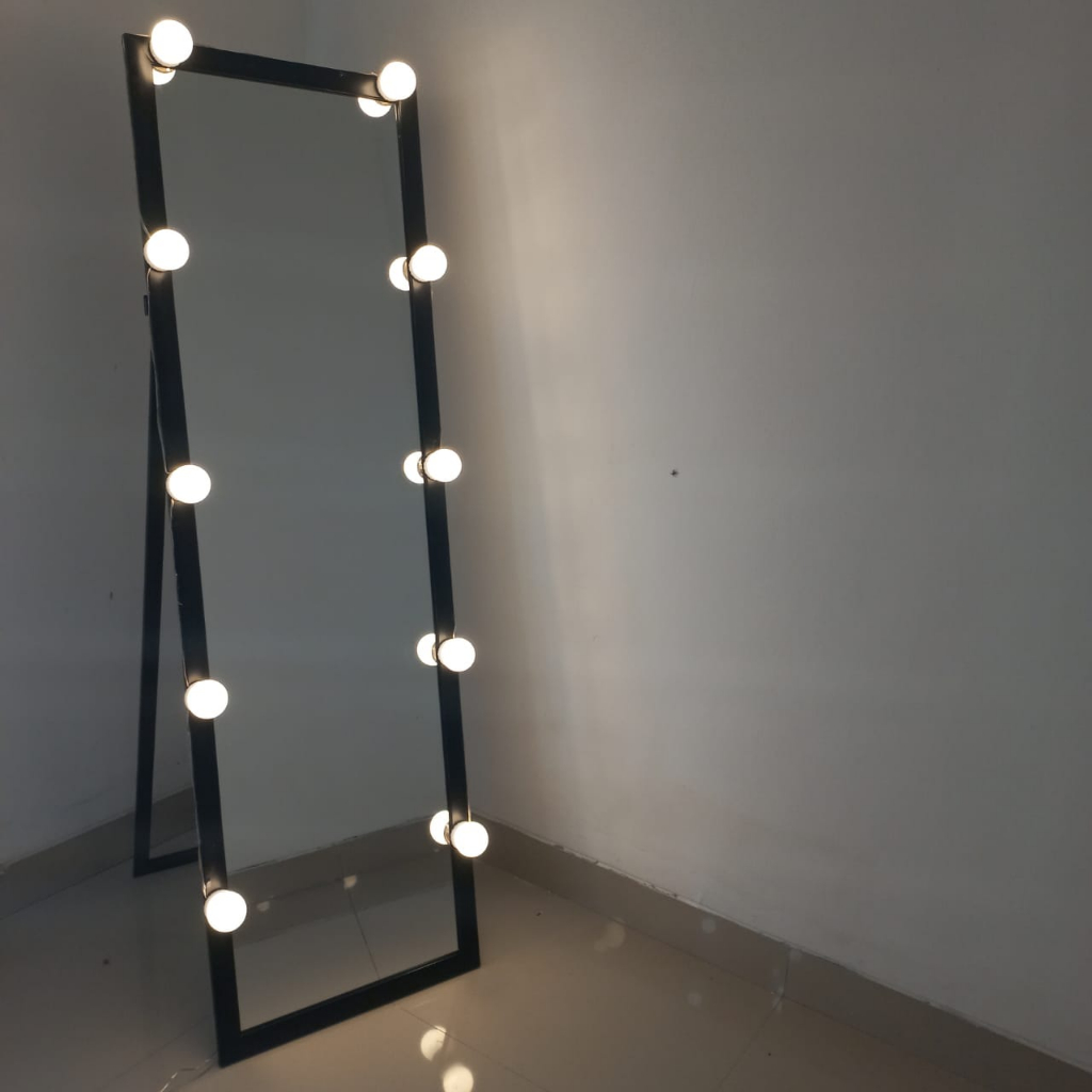 Jual Cermin Full Body Standing Mirror Lampu Vanity Make Up Hias Kamar Tidur Aesthetic Kaca