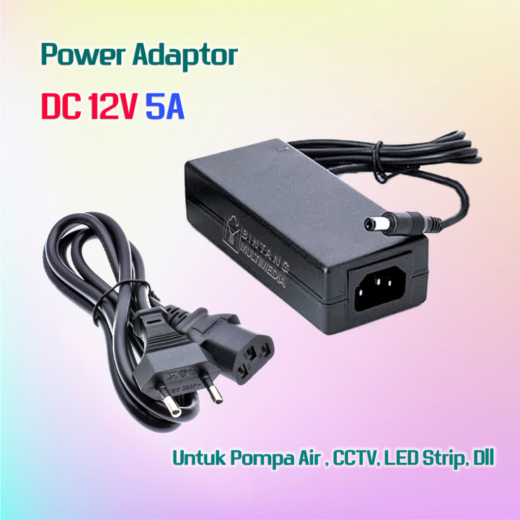 Jual Power Adaptor DC 12V 5A Supply Pompa Air Elektrik Hidroponik CCTV ...