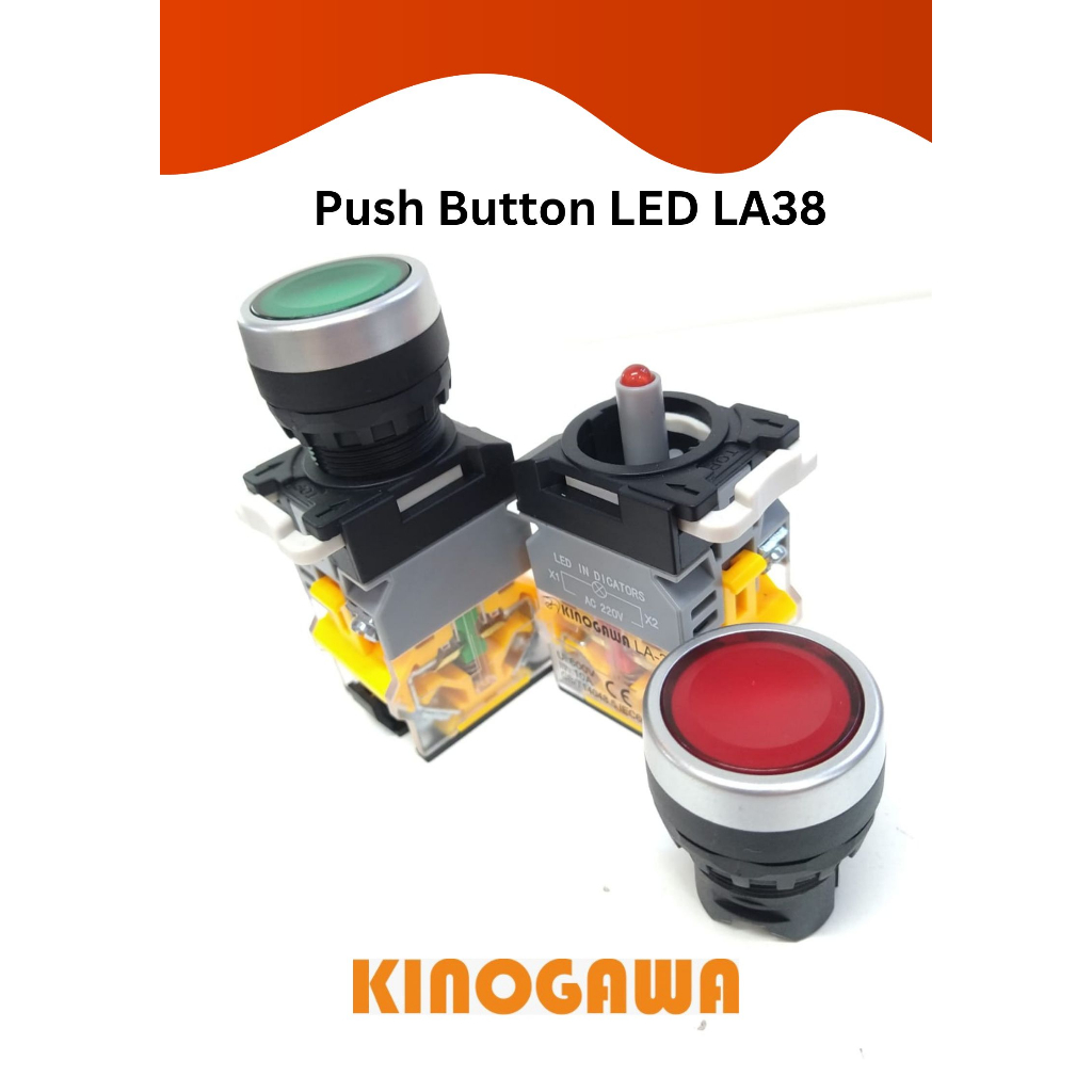 Jual Push Button 22mm LED LA38 Spring / Lock 1NO 1NC - KINOGAWA ...