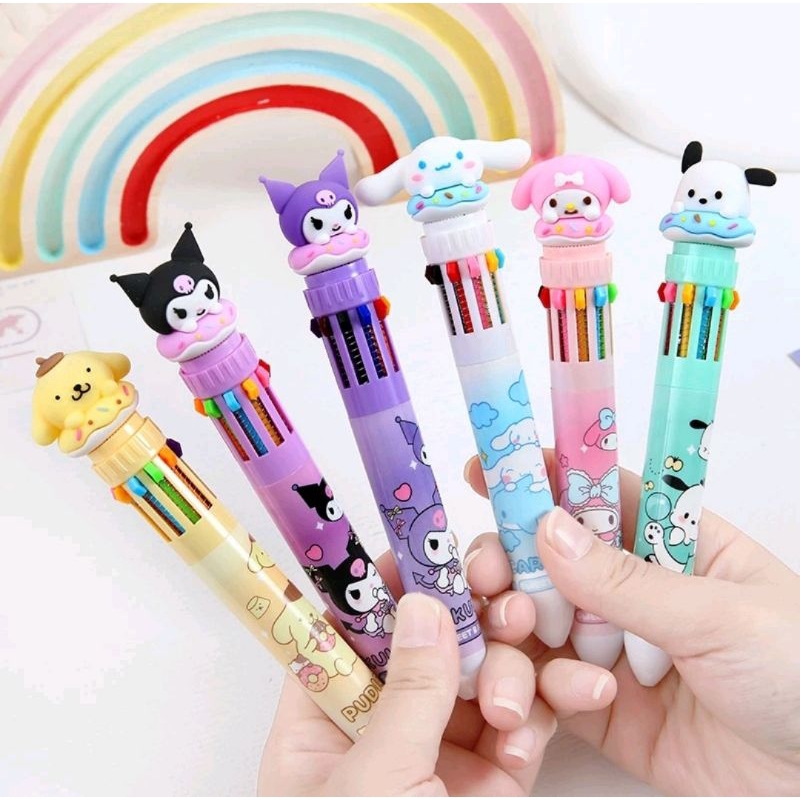 Jual Pulpen Sanrio Warna Warni 10 Warna Kuromi Cinnamoroll My Melody ...