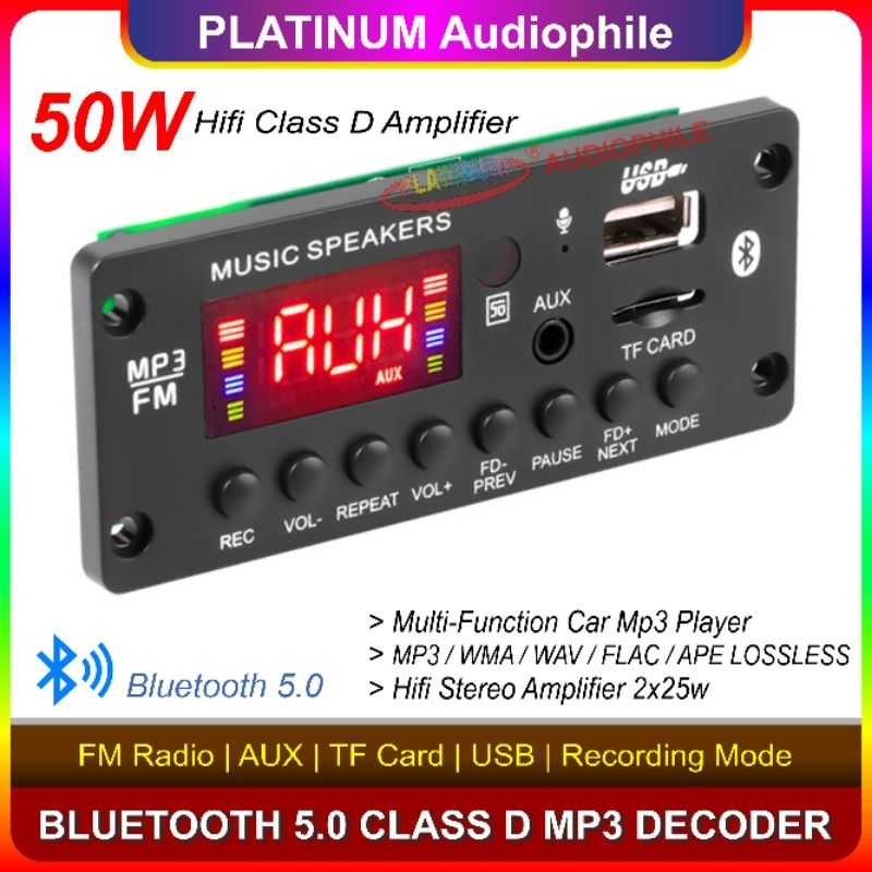 Jual Modul MP3 Bluetooth Amplifier Class D 2x25W FM AUX USB Micro SD ...
