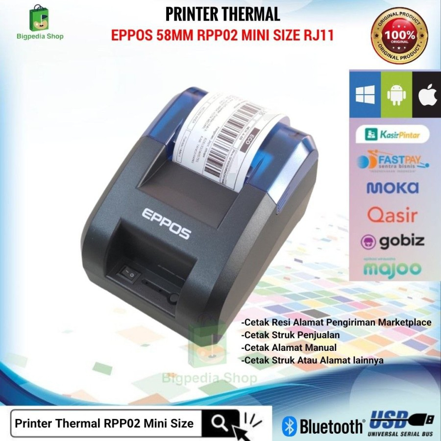 Jual Printer Thermal RPP02 EPPOS Mini Size USB BLUETOOTH | Shopee Indonesia