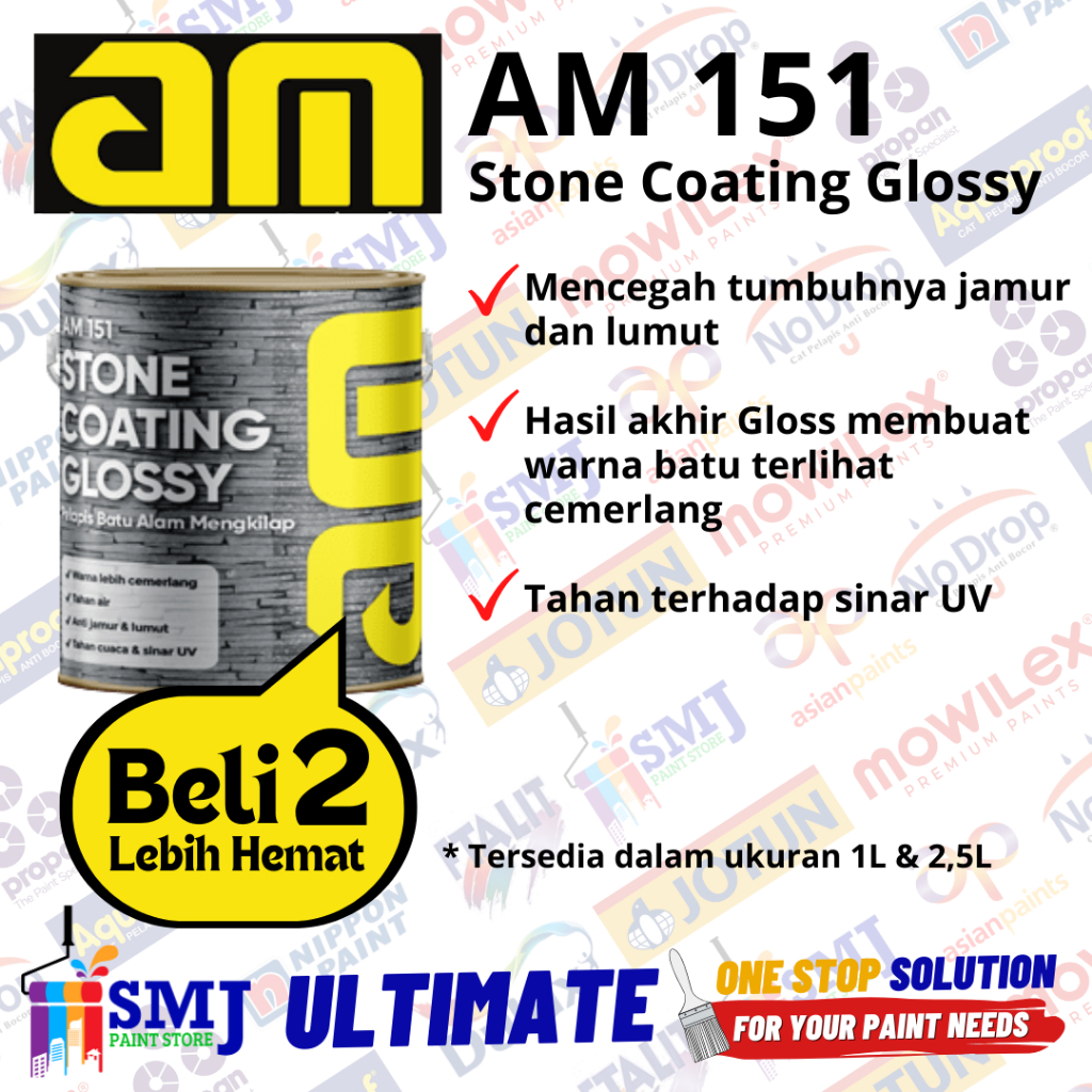 Jual Cat Varnish Batu Alam Stone Coating AM 151 Clear Gloss Kilap 2,5L ...