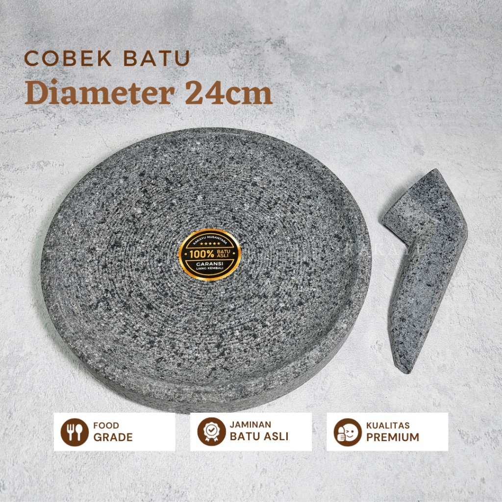 Jual Cobek Batu Asli 24cm + FREE ULEKAN / Cowet 100% Original | Shopee ...