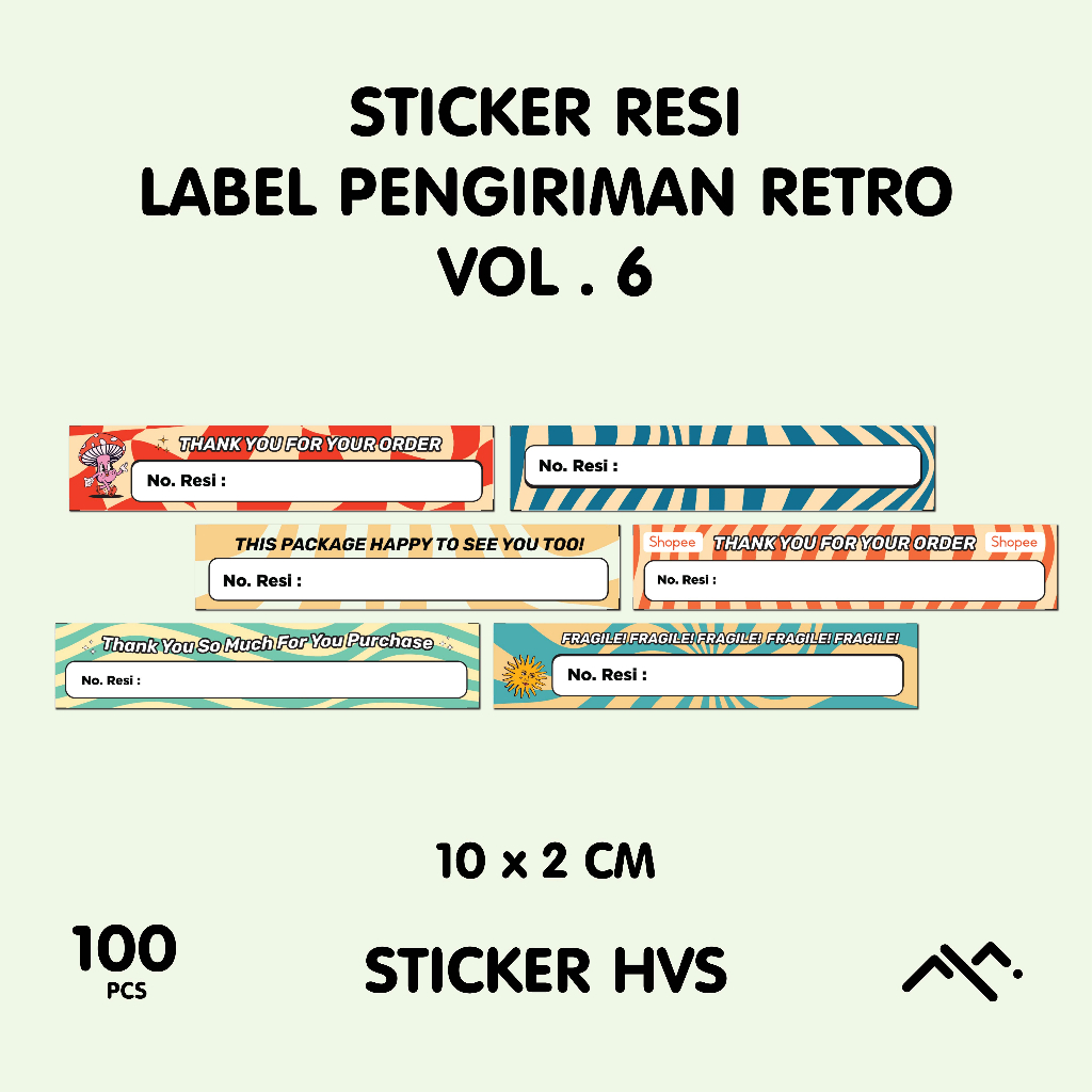 Jual [100 PCS] Sticker Resi Retro | Sticker Resi Pengiriman Shopee ...