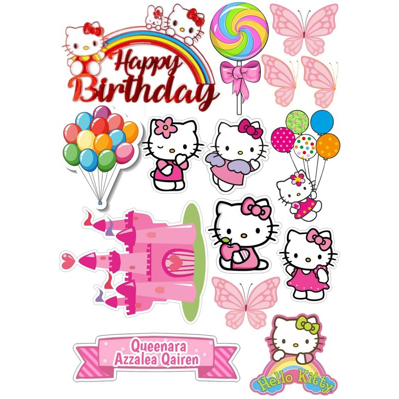 Jual Hello Kitty/Topper Cake Happy Birthday Bisa Request Nama dan umur
