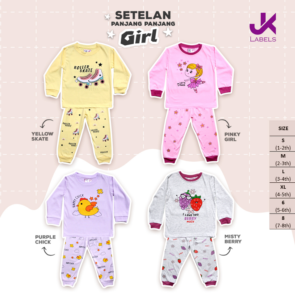 Jual JK LABELS - Setelan Panjang Panjang Girl (1-8 Tahun) | Shopee ...