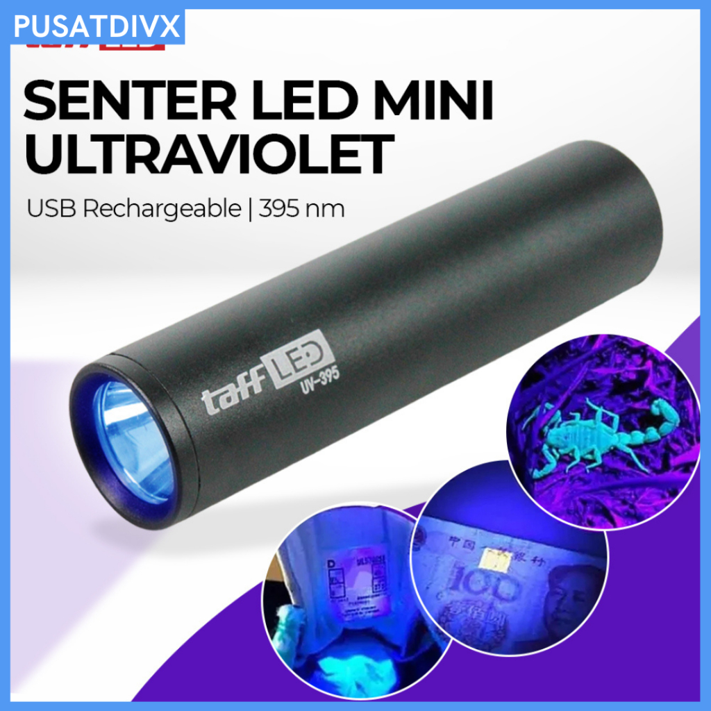 Jual SANJI TAFFLED SENTER LED MINI ULTRAVIOLET UV USB RECHARGEABLE 395 ...