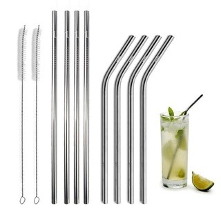 Jual Sedotan Minum Stainless Lurus Bengkok Pipet Minum Stainless