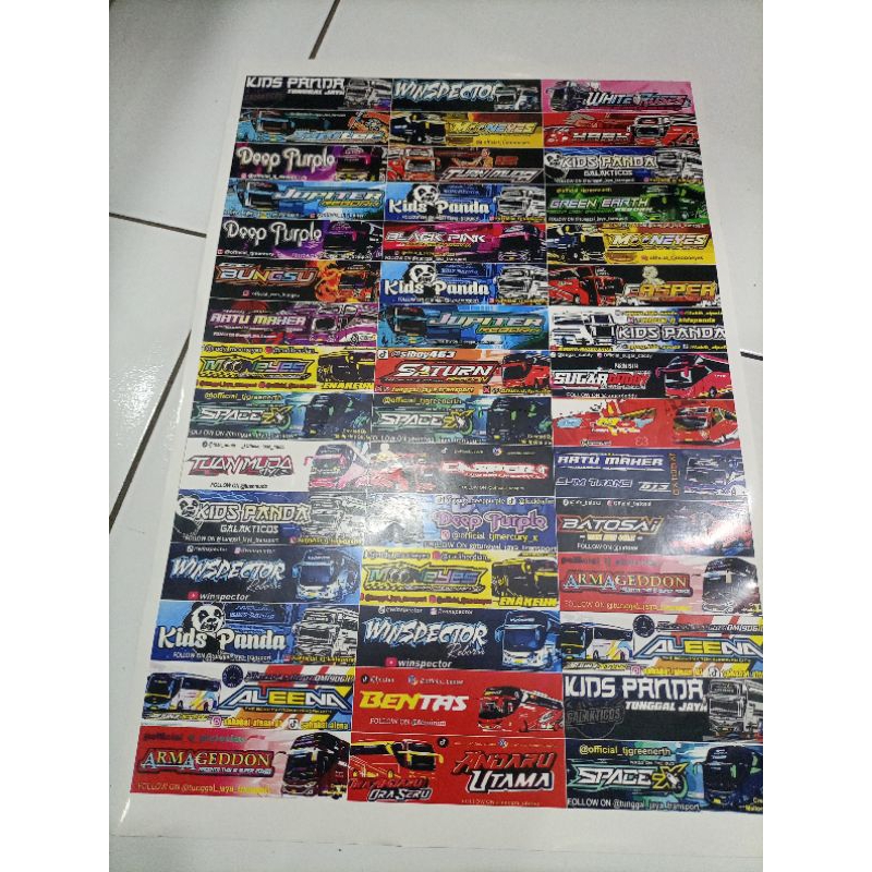 Jual sticker bus basuri kids panda 1 lembar isi 45 kotak sticker bus ...