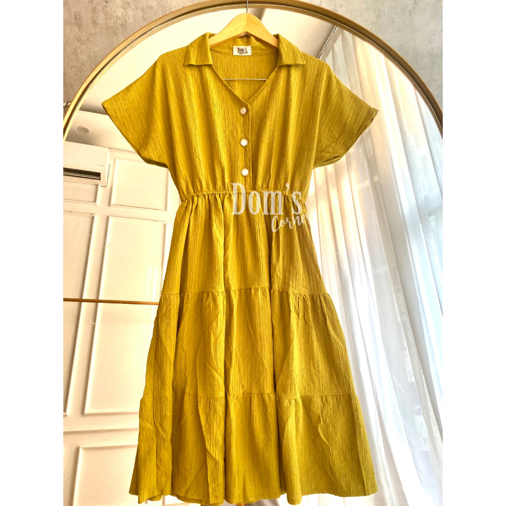 Jual Mina buttoned dress collar dress dress kerah kancing korean