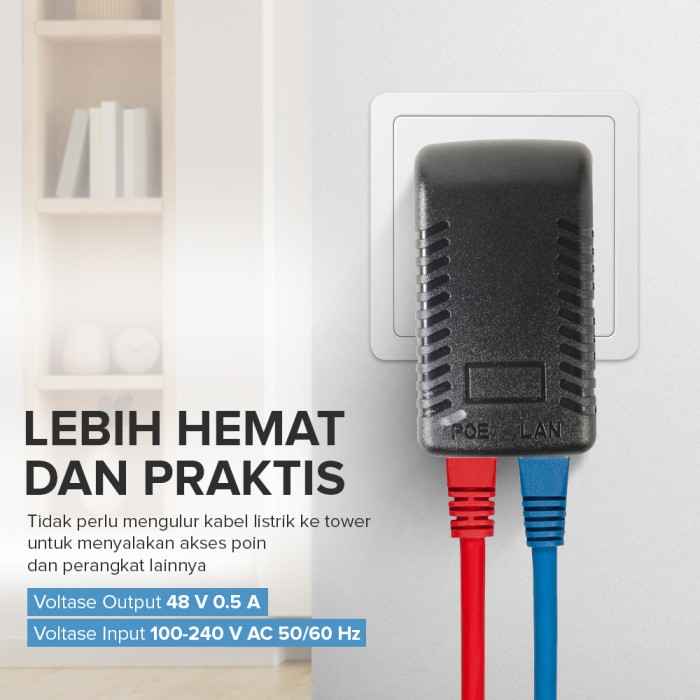 Jual Adaptor poe lan rj45 NB 48v 0.5a dc for ip cam poe injector poe ...