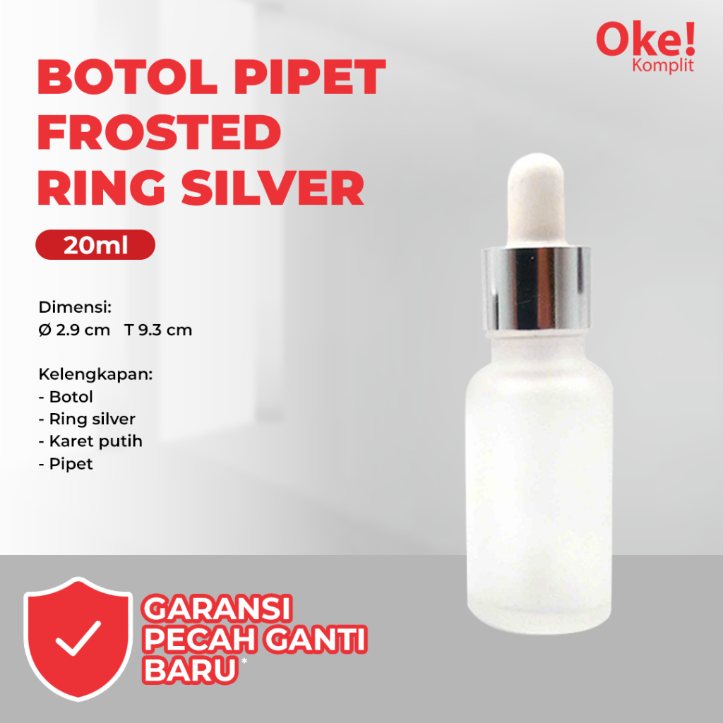 Jual Botol Pipet Frosted Tebal Ring Silver 20ml | Shopee Indonesia