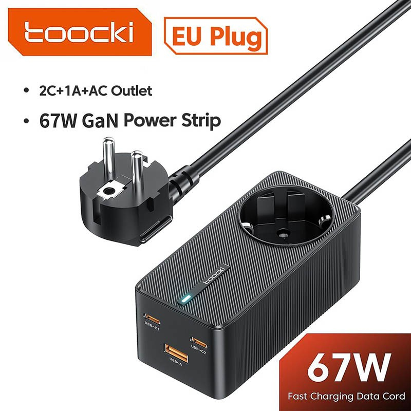 Jual Toocki 67W GaN Charger Power Strip Desktop Dual USB-C Charging ...