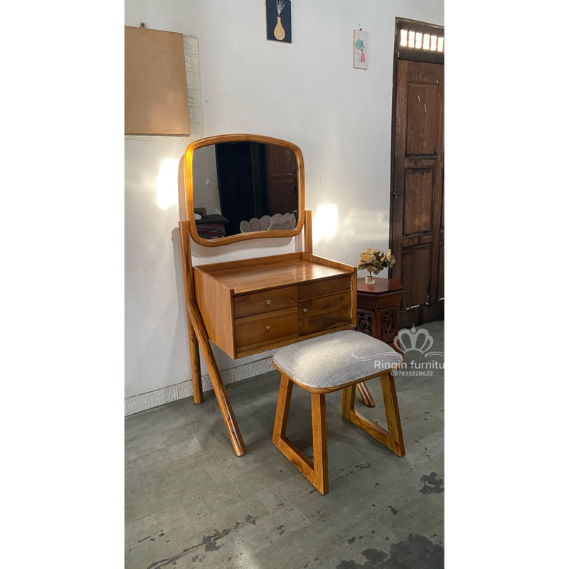 Jual Meja rias set laci kekinian minimalis kayu jati aesthetic ...