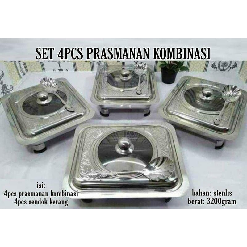 Jual Prasmanan Wadah Saji Makanan Stainless Set Kombinasi | Shopee ...