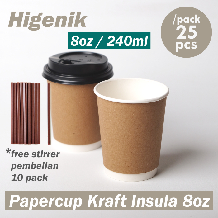 Jual Papercup Double Wall Kraft 8 oz / Papercup Murah Gelas Kertas 8oz ...