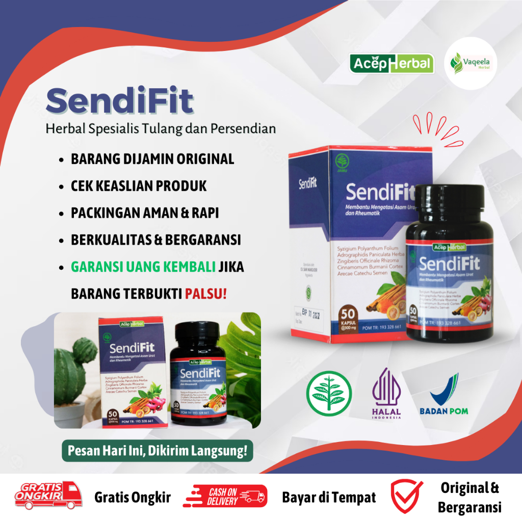 Jual Sendifit Kapsul Acep Herbal 50 Kapsul Untuk Mengatasi Asam Urat Dan Rematik Original 9054