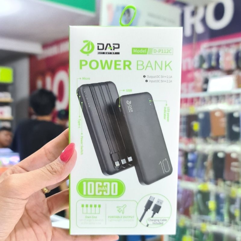 Jual PowerBank DAP 10.000mAh DP112C Kapasitas Real 100 Persen Shopee