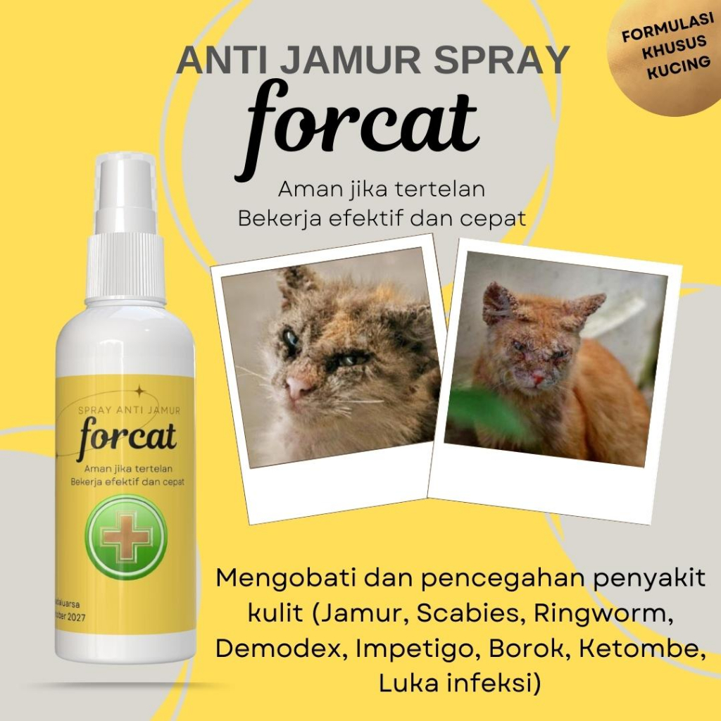 Jual FORCAT Obat Jamur Kucing 60ML Scabies Demodex Impetigo Jamur Kutu ...