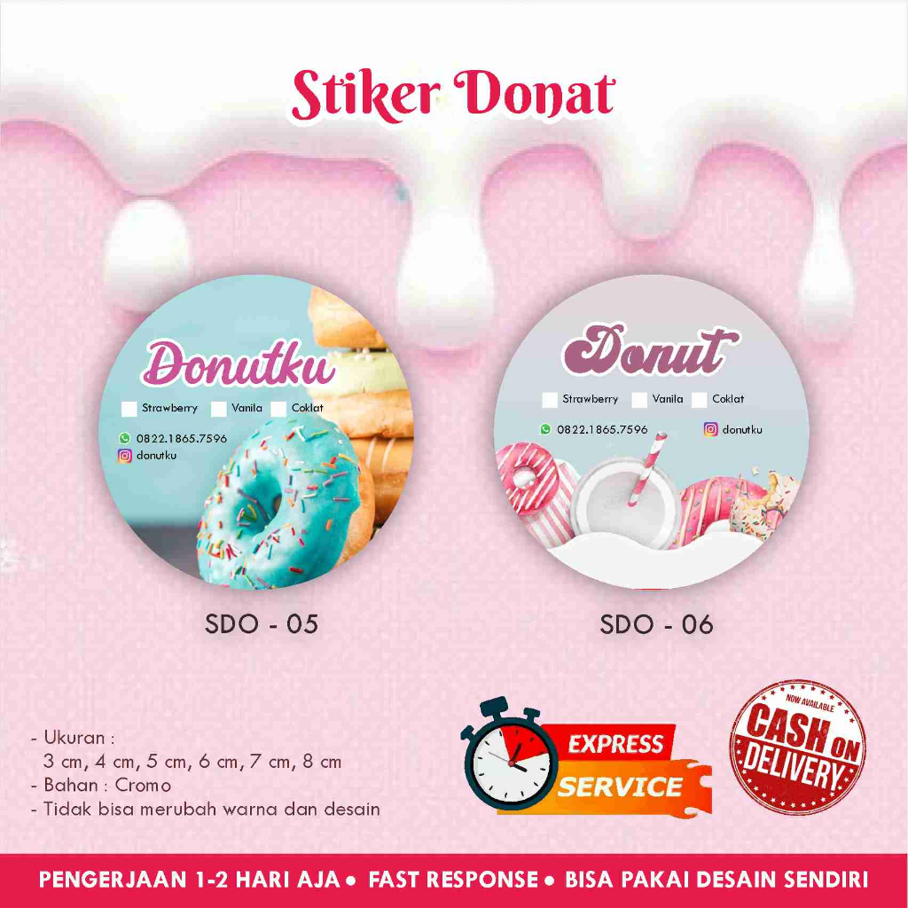 Jual [170 pcs] Stiker Donat Cromo bulat / Label kemasan makanan ...