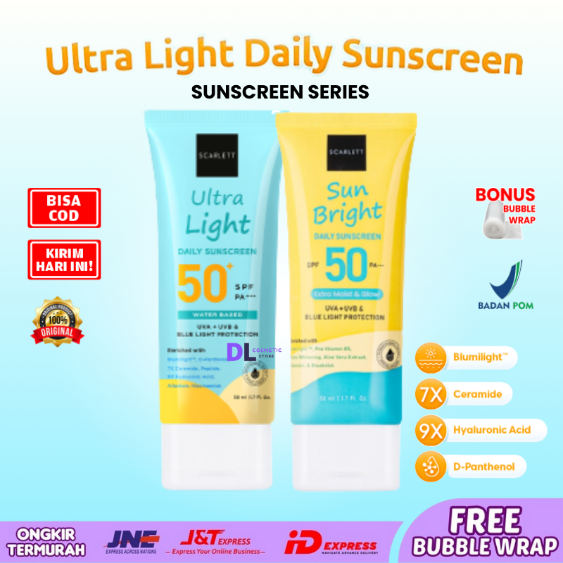 Jual Scarlett Whitening Sunscreen Series Ultra Light Daily Sun Bright Daily Sunscreen Spf 50 Pa