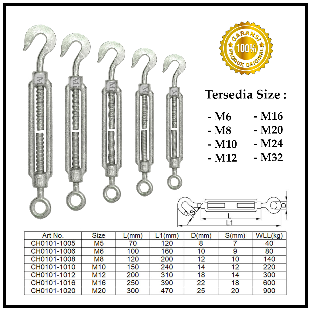 Jual Spanskrup M Jarum Keras Turnbuckle M Span Skrup Mm