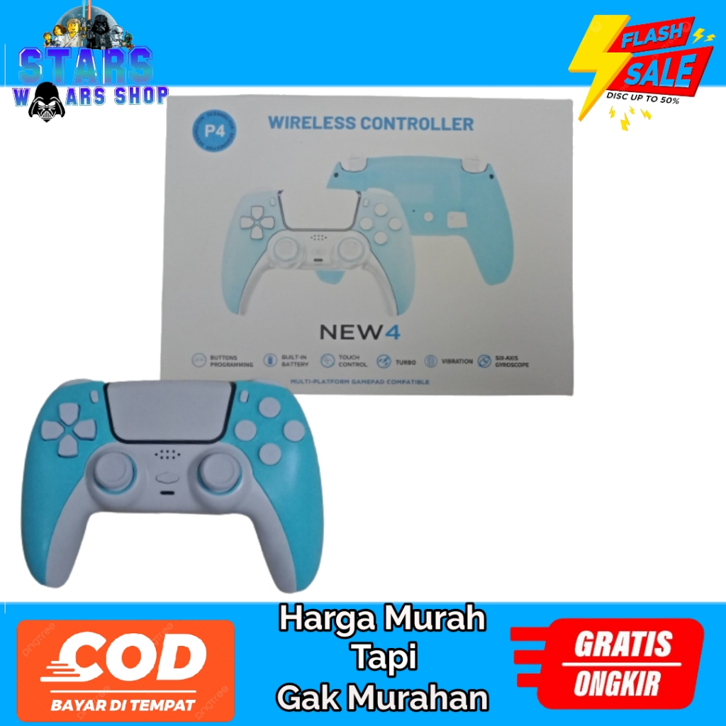 Jual Stik Stick Joystick Gamepad DS4 PS 4 Free Charger Dus Original Pabrik Warna Biru