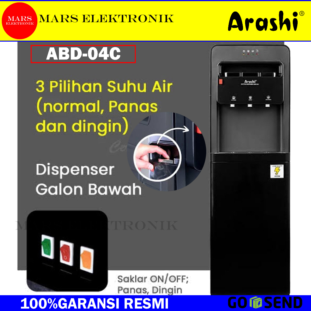 Jual Dispenser Arashi Galon Bawah Abd C In Galon Bawah Hot Normal Cool Ready