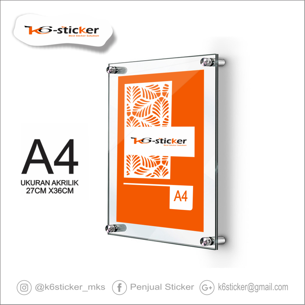 Jual Acrylic Wall Frame / Bingkai Foto Dinding Akrilik / A4 Bening / 2