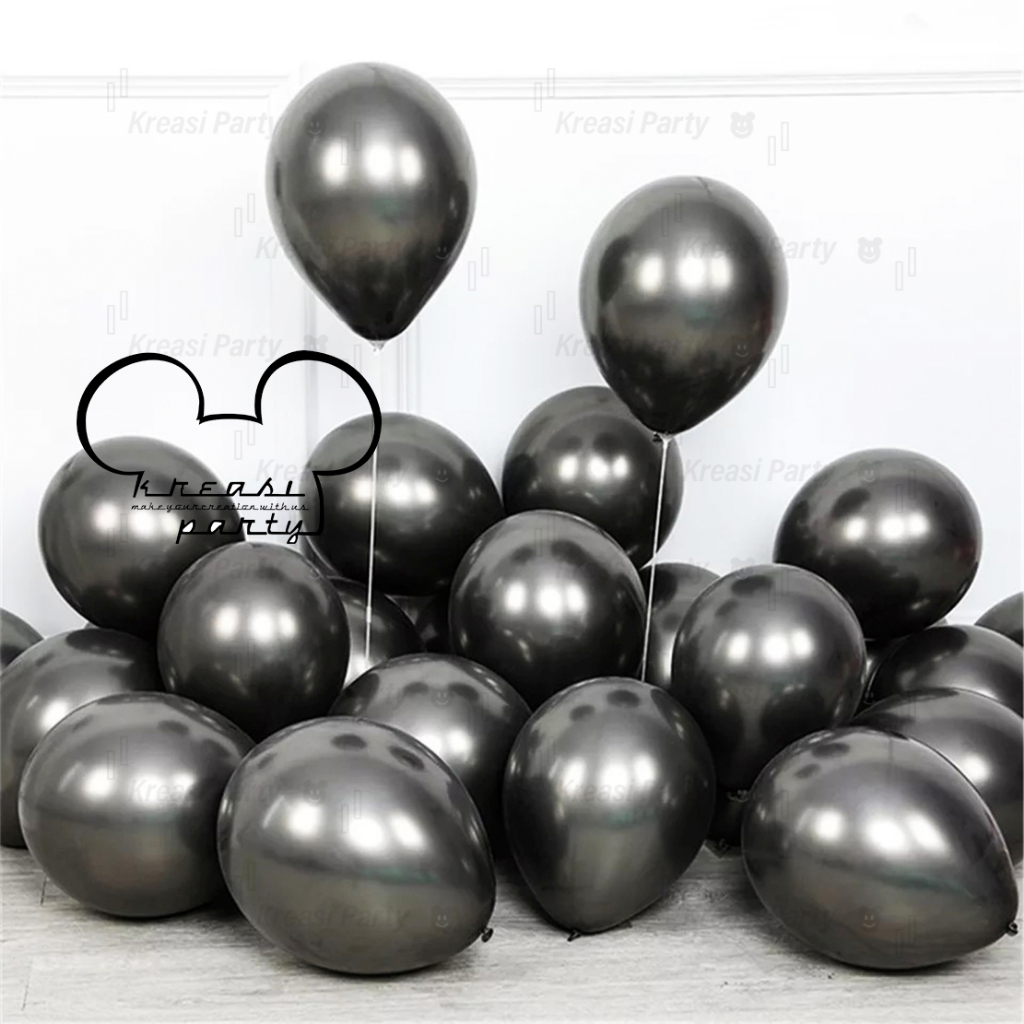 Jual ECER Balon Latex Chrome Hitam / Balon Metalik Chrome / Ballon ...