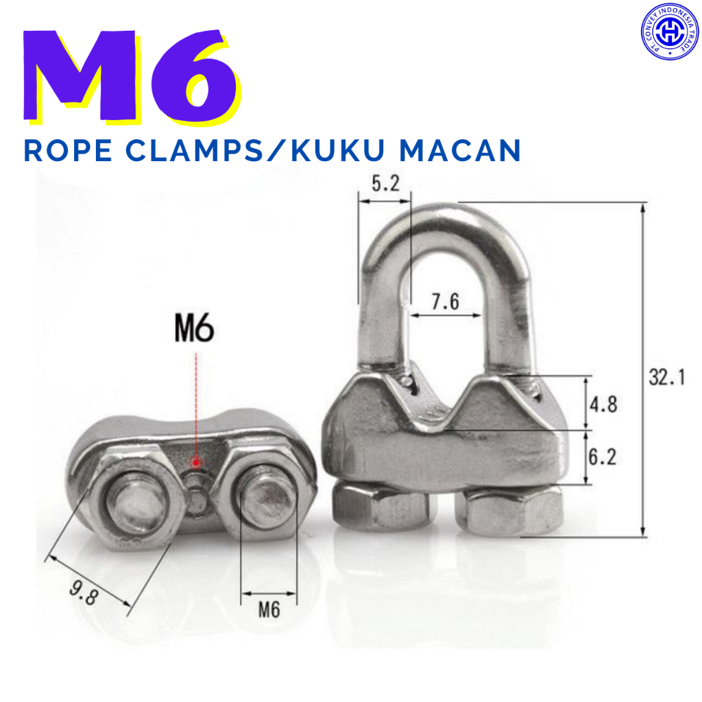 Jual Convey Rope Clamps Klem Sling Kuku Macan M Mm Shopee Indonesia