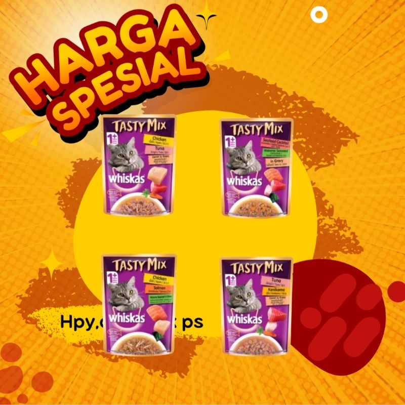 Jual Whiskas tasty mix 70gr sachet pouch makanan basah kucing Shopee