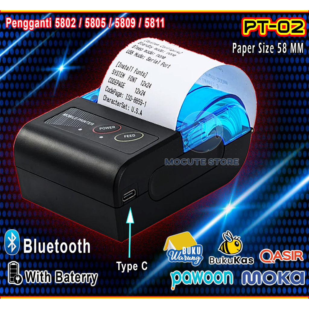 Jual Mocute Printer Thermal Bluetooth Pt Support Moka Pos Printer