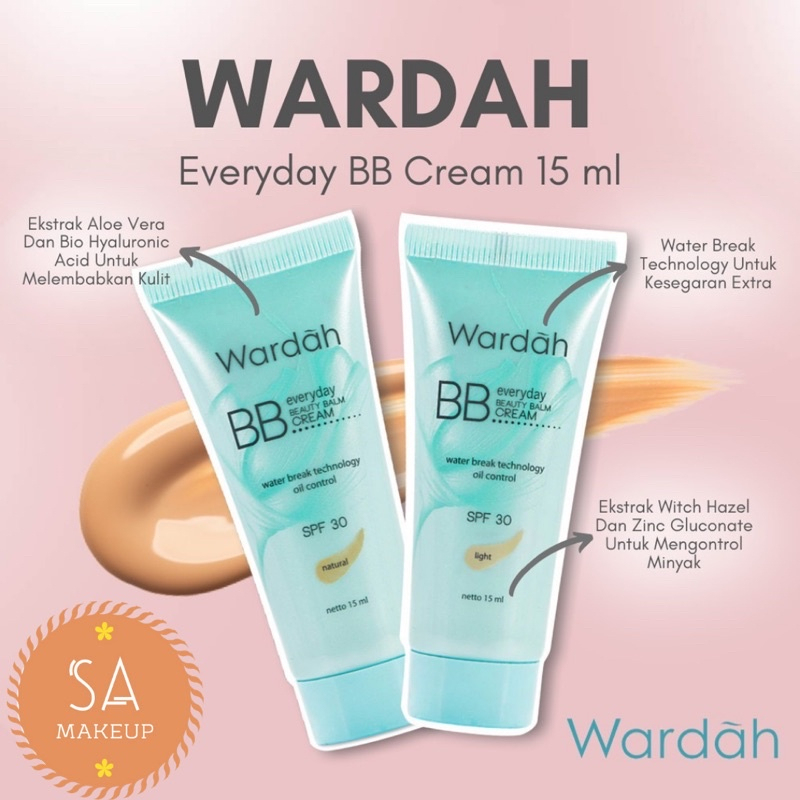 Jual READY Wardah Everyday BB Cream 15 ml SPF 30, Alas Bedak dengan