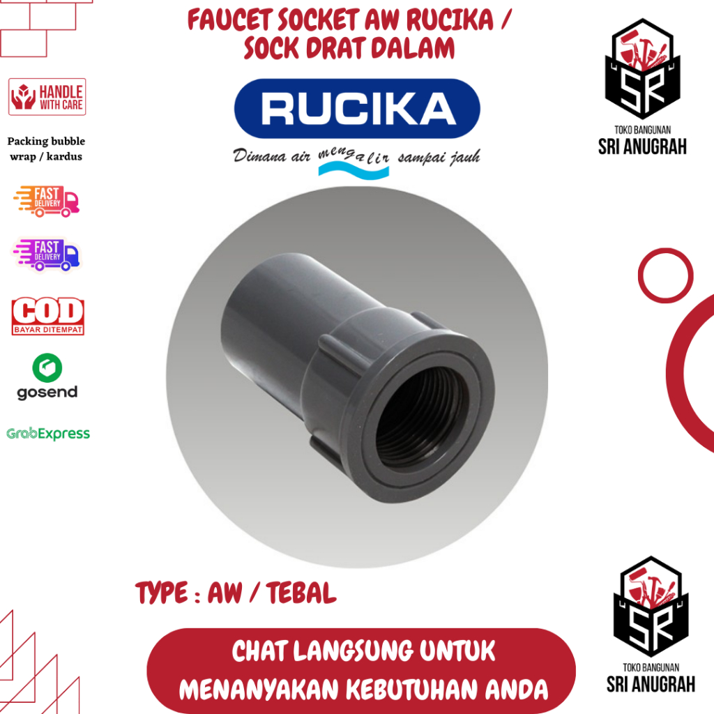 Jual Sock Drat Dalam Sock Female Faucet Socket Rucika Aw Sambungan Pipa