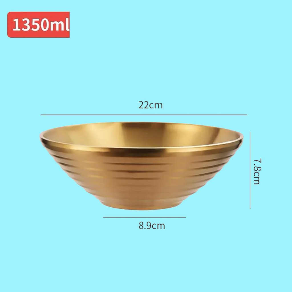 Jual Mangkok Korea Gold Sus 304 Mangkok Ramen Gold Stainless Steel Double Wall Anti Karat 0082