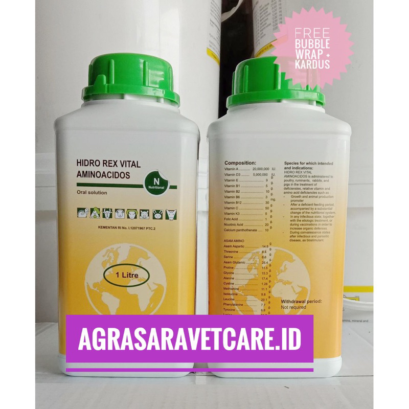 Jual HIDRO REX VITAL 1 LITER (MULTIVITAMIN ASAM AMINO MINERAL) AYAM ...