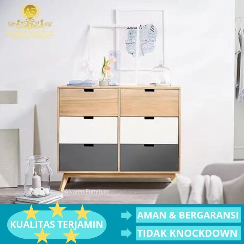 Jual Meja Nakas Minimalis Modern Meja Kabinet 6 Laci Shopee Indonesia