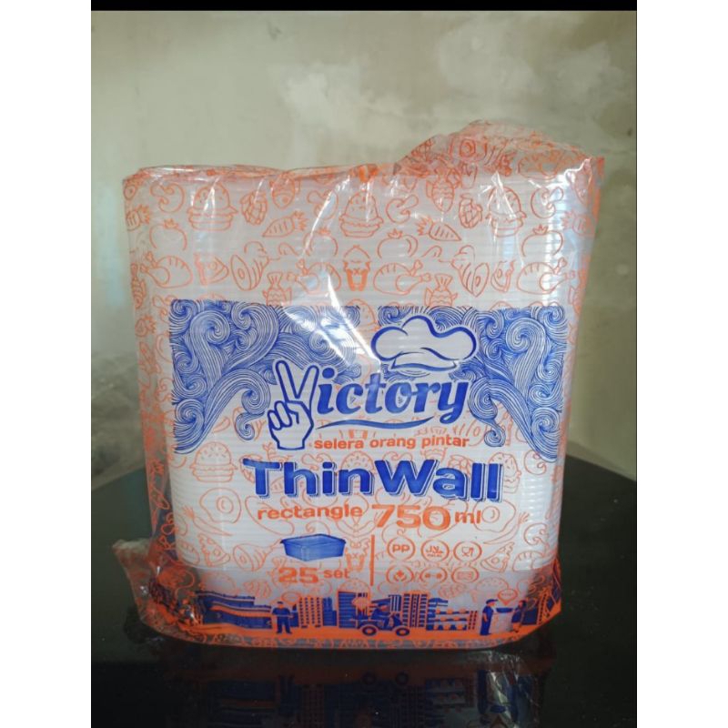 Jual Thinwall Victory 750ml Rectangle Kotak Makan Plastik Victory Isi