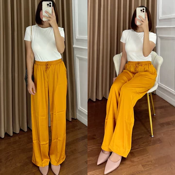 Celana Kulot Satin Premium Pakaian Wanita Celana Panjang Cullote Pants Sateen Silk Lembut Adem