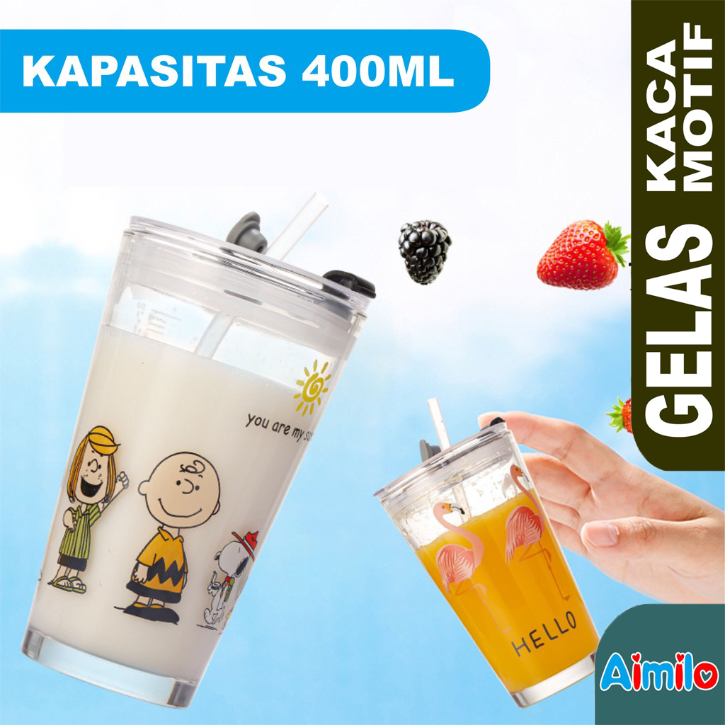 Jual Gelas Tumblr Kaca Bening Gelas Mug Gelas Kaca dengan Tutup Anti ...